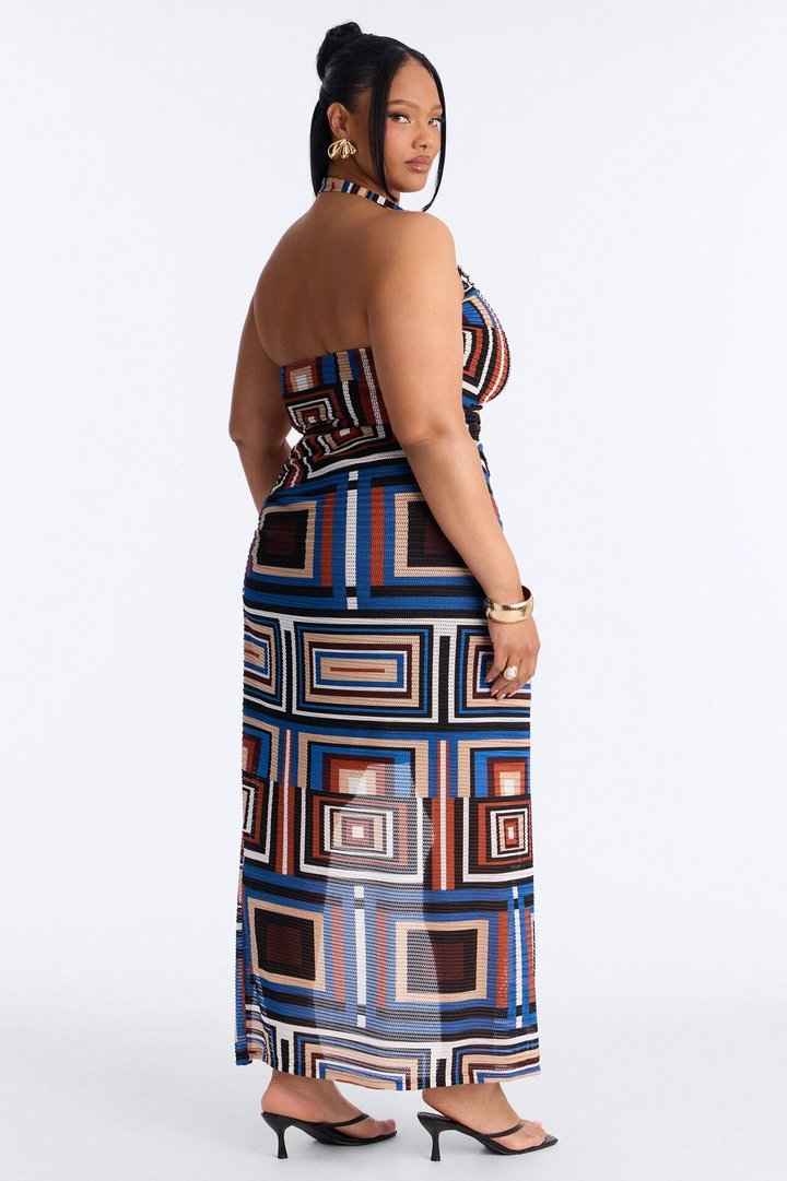 Alicia Halter Maxi Skirt Set - Black/combo