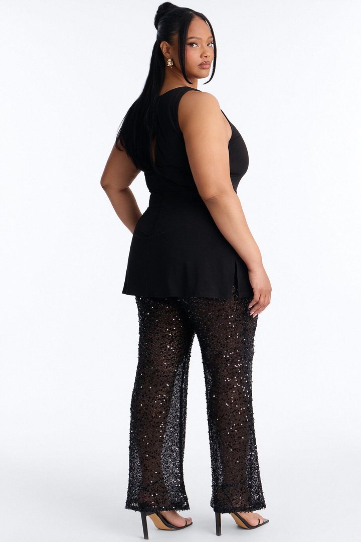 Mari Knit Sequin Jumpsuit - Black