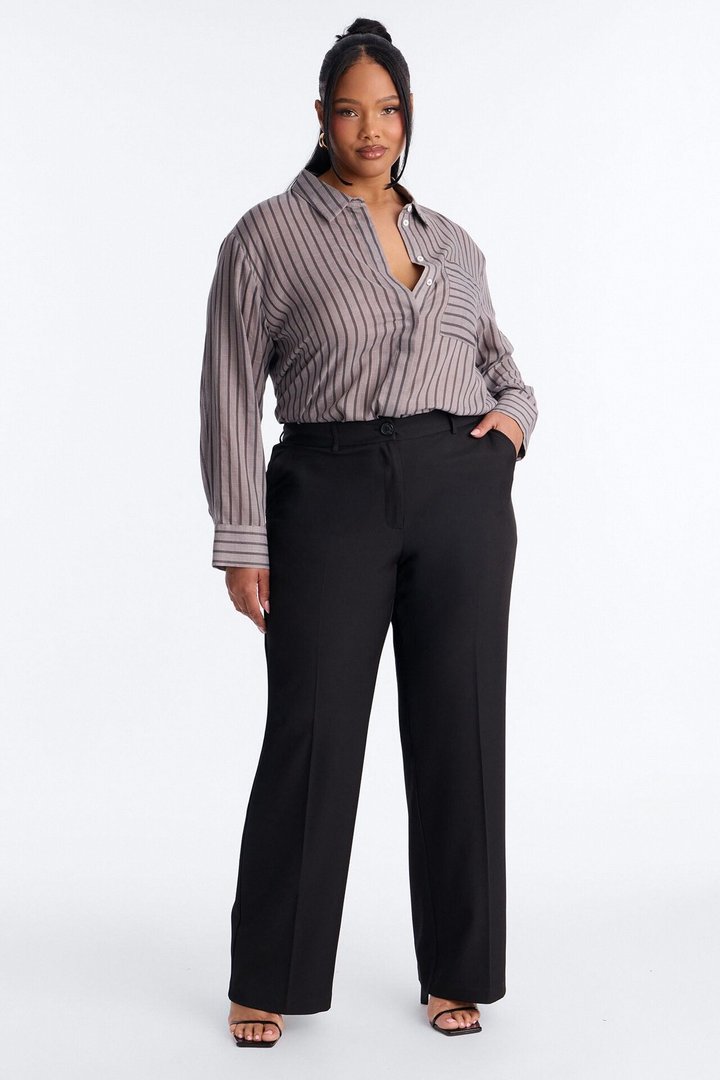 Wishing For It Striped Linen Shirt - Grey