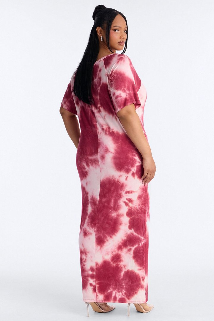 Leilani Tie Dye Maxi Dress - Burgundy/combo