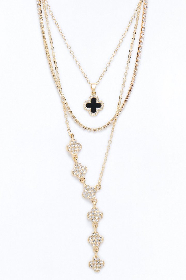 Luckiest Charms Clover Layered Necklace - Gold