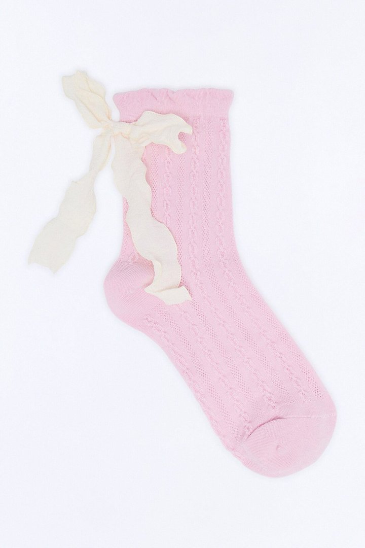 That Bow Cutie Crew Socks - Pink/combo