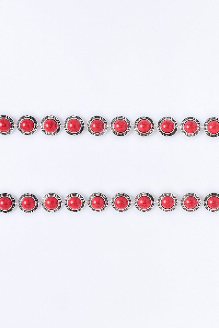 Dusty Trail Jeweled Boot Chain 2 Pack - Silver/Red