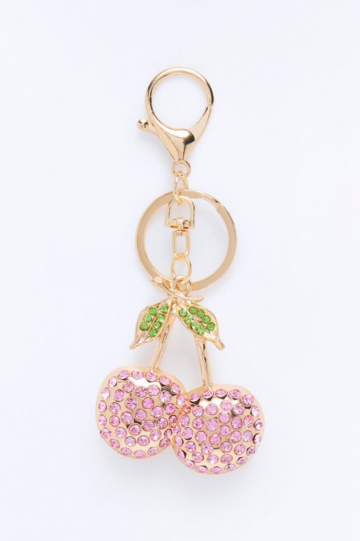 Cherry On Top Handbag Charm - Gold/Pink