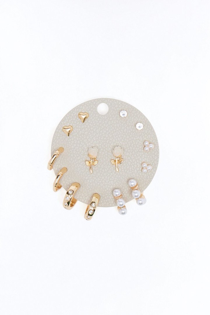 One Kind Of Love 7 Pair Multi Earring Set - Gold