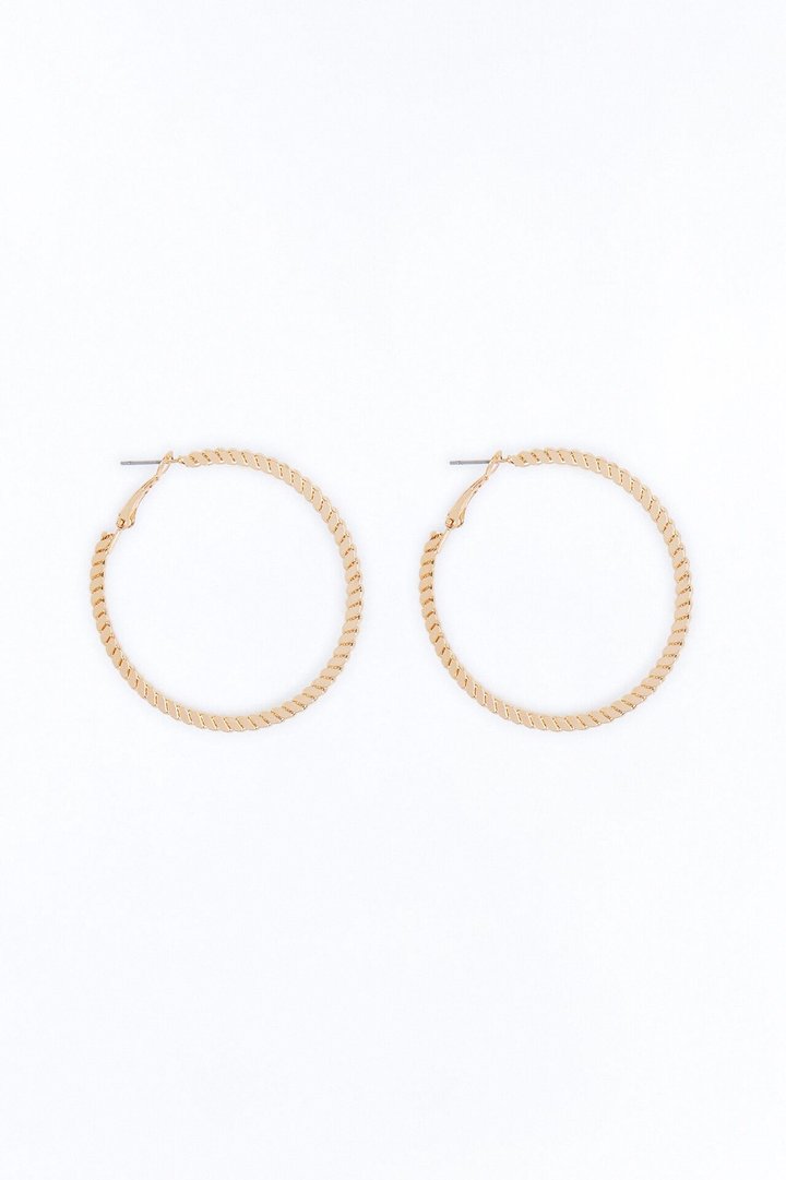 Chain And Link Hoop Earrings - Gold