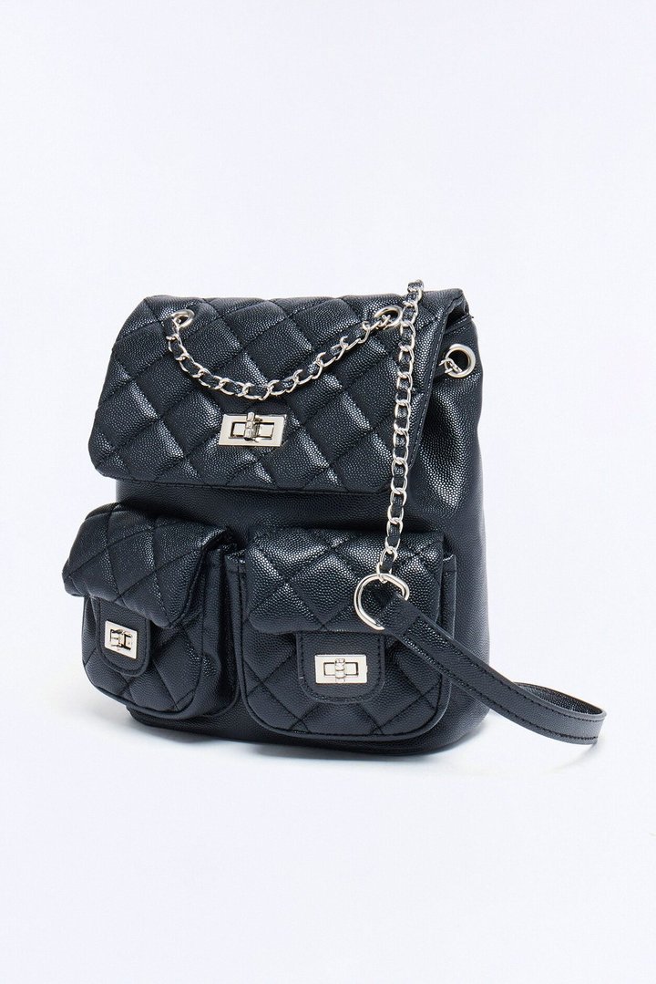 Packed In Style Faux Leather Backpack - Black