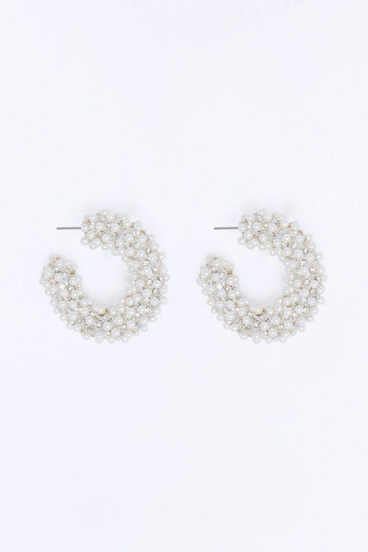 Perfectly Chic Hoop Earrings - White/Silver