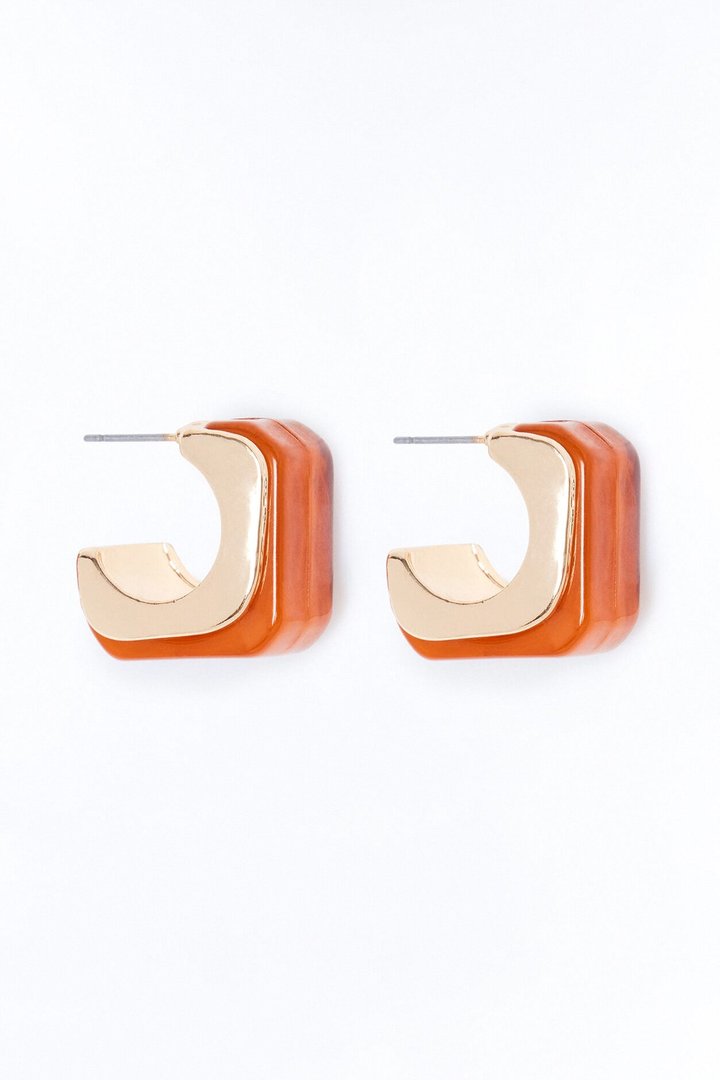 Hot Tropics Hoop Earrings - Gold/Orange