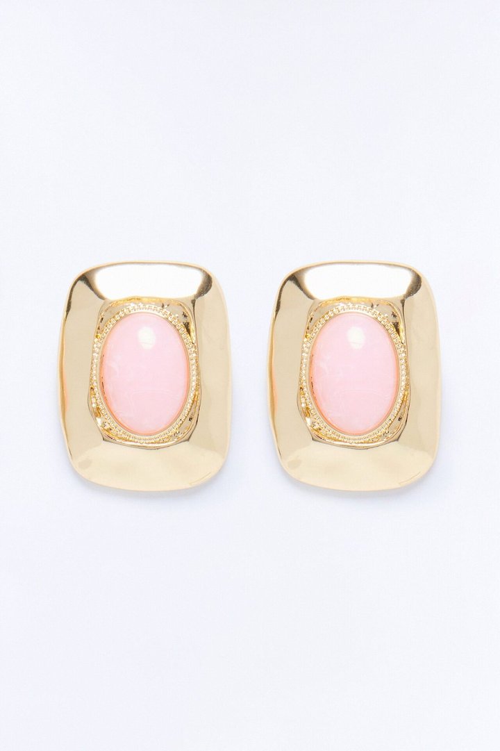 Sasha Jeweled Stud Earrings - Gold/Pink