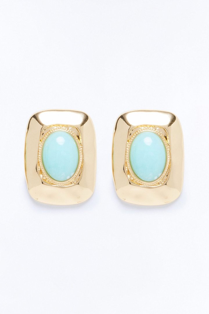 Sasha Jeweled Stud Earrings - Gold/Blue