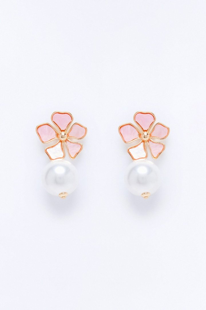Wildflower Kiss Drop Earrings - Gold/Pink
