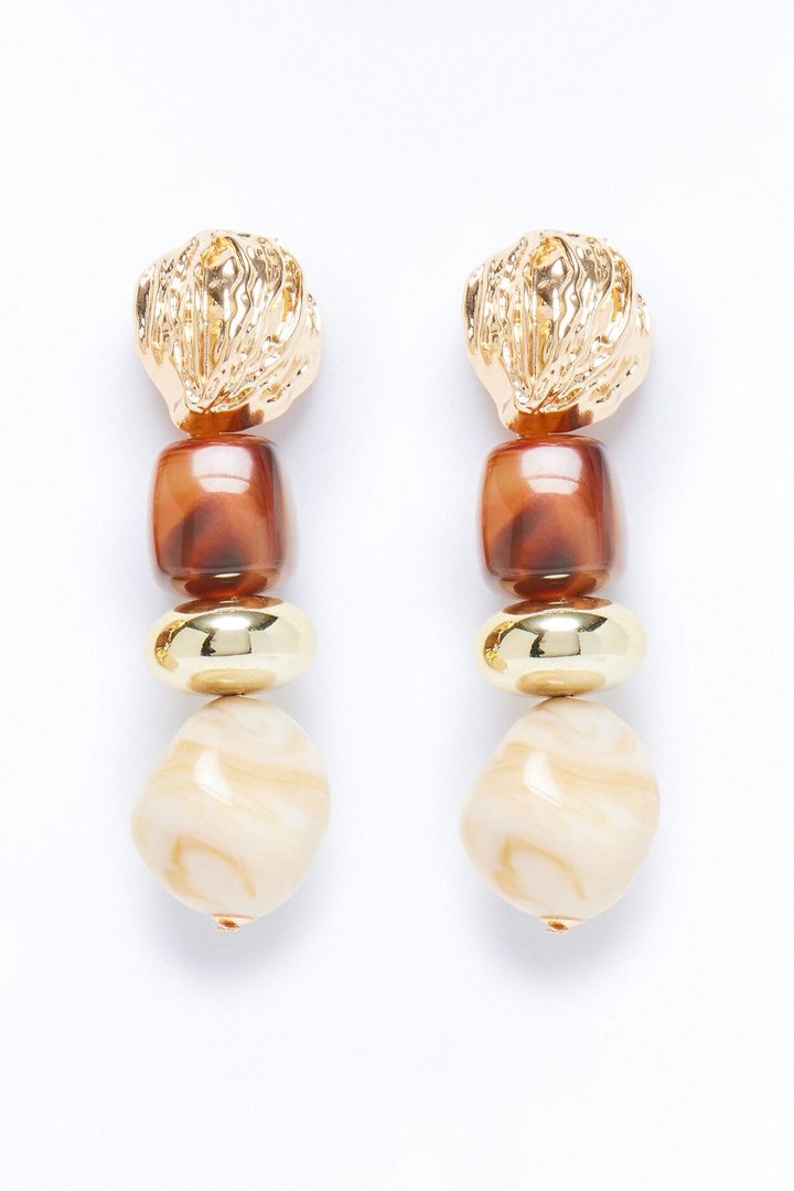 Sunspell Drop Earrings - Gold/Brown