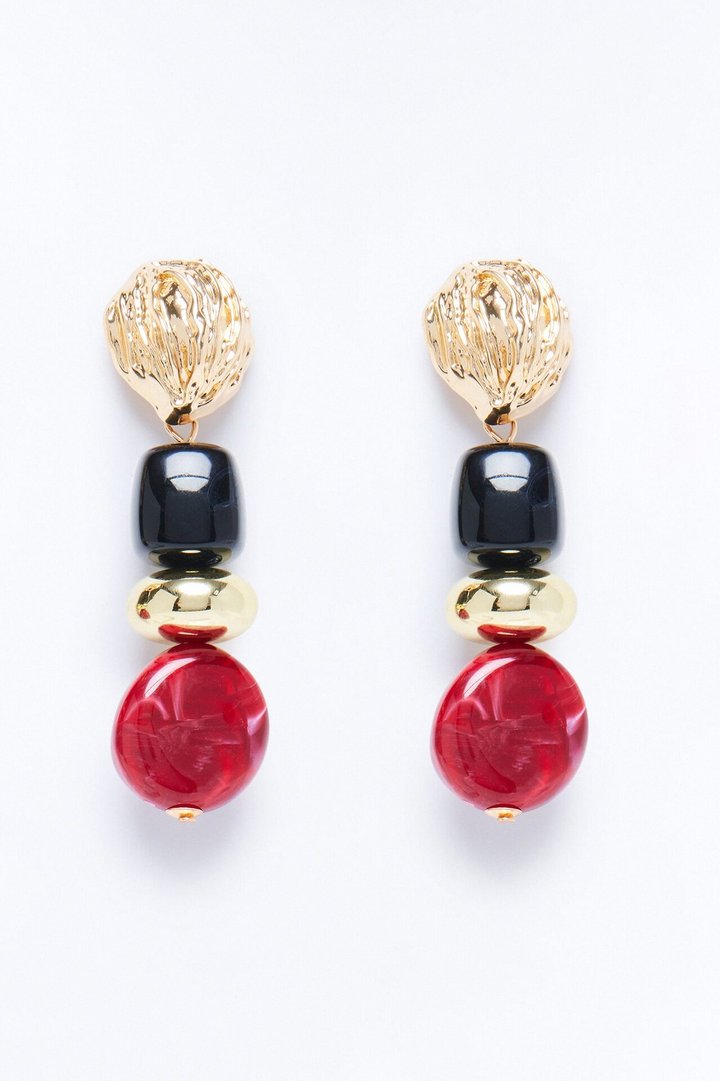Sunspell Drop Earrings - Black/Red
