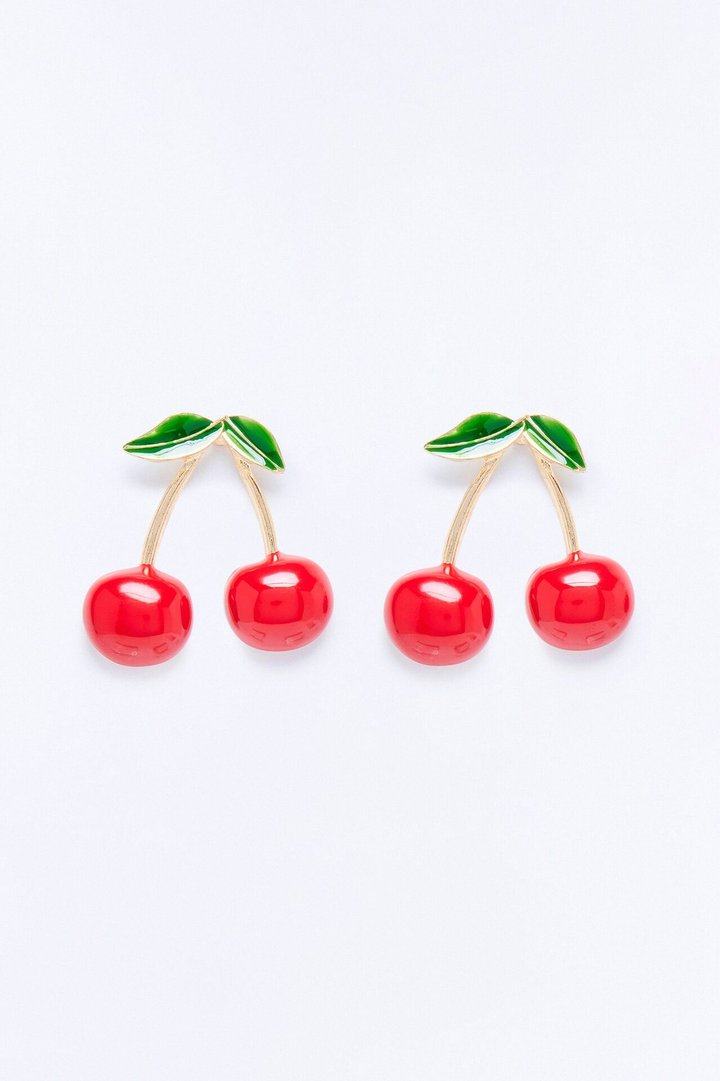 Cherry On Top Drop Earrings - Red