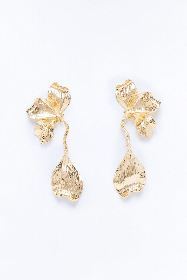 Taken Away Floral Drop Earrings - Gold