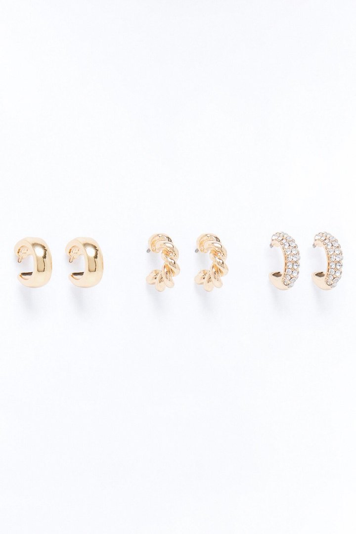 Timeless 3 Pair Multi Hoop Earrings - Gold