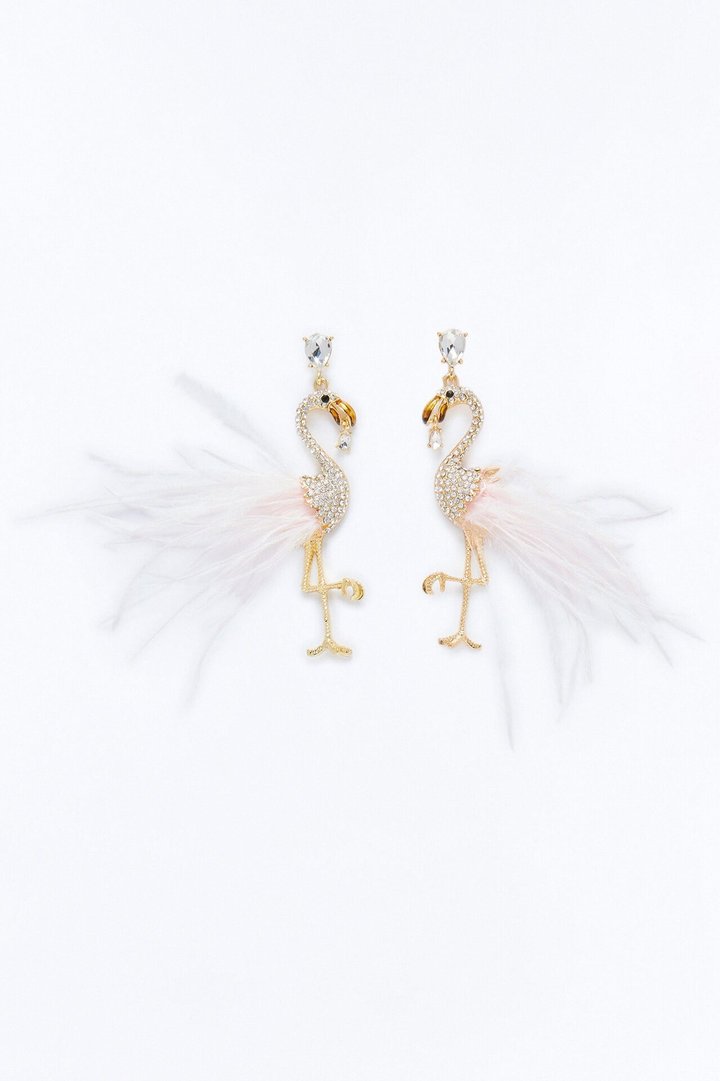 Nothing Like It Flamingo Drop Earrings - Gold/Pink