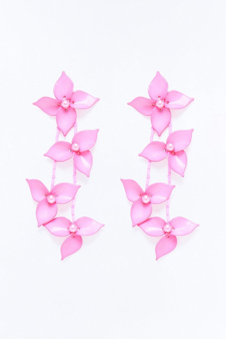 Kind Soul Floral Drop Earrings - Fuchsia