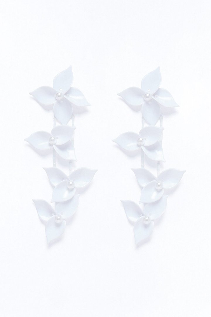 Kind Soul Floral Drop Earrings - White