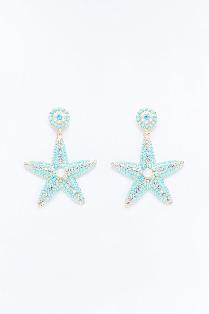 Seaside Star Beaded Earrings - Blue