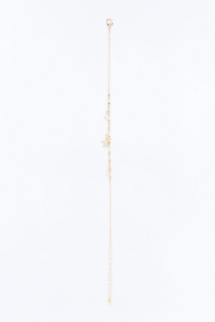 Bare Seashell Charm Anklet - Gold