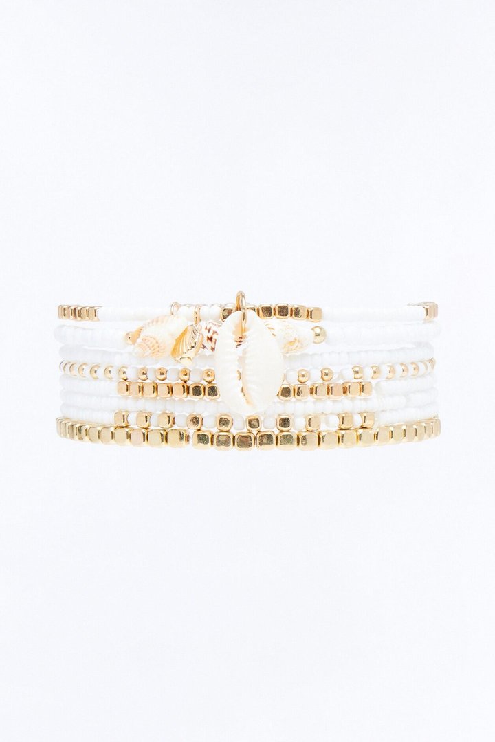 Soft Waves 8 Piece Anklet Set - White/combo