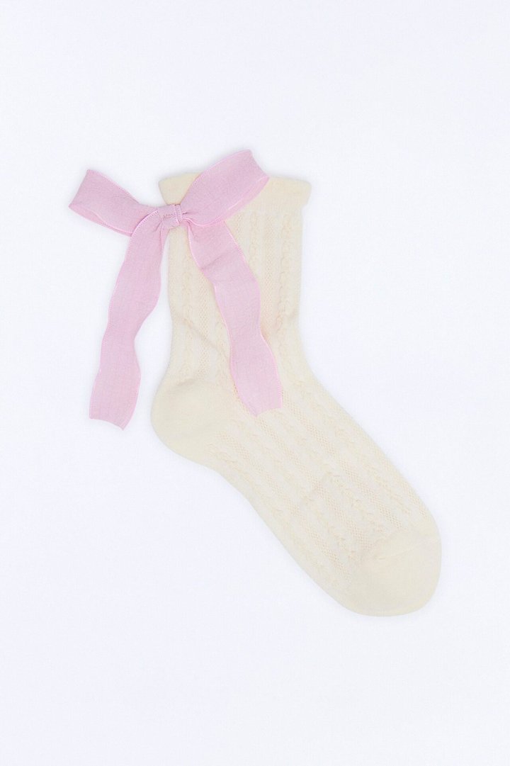 That Bow Cutie Crew Socks - Ivory/combo