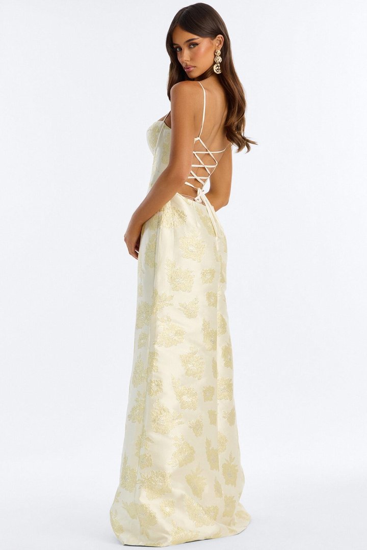 Blushing Over You Jacquard Gown - Champagne