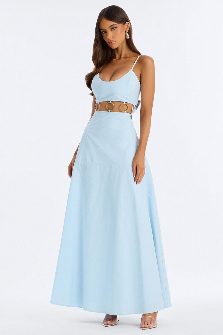 Paulina Poplin Maxi Dress - Blue