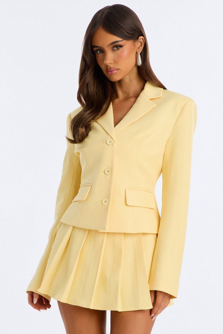 Check The Agenda Fitted Blazer - Butter Yellow