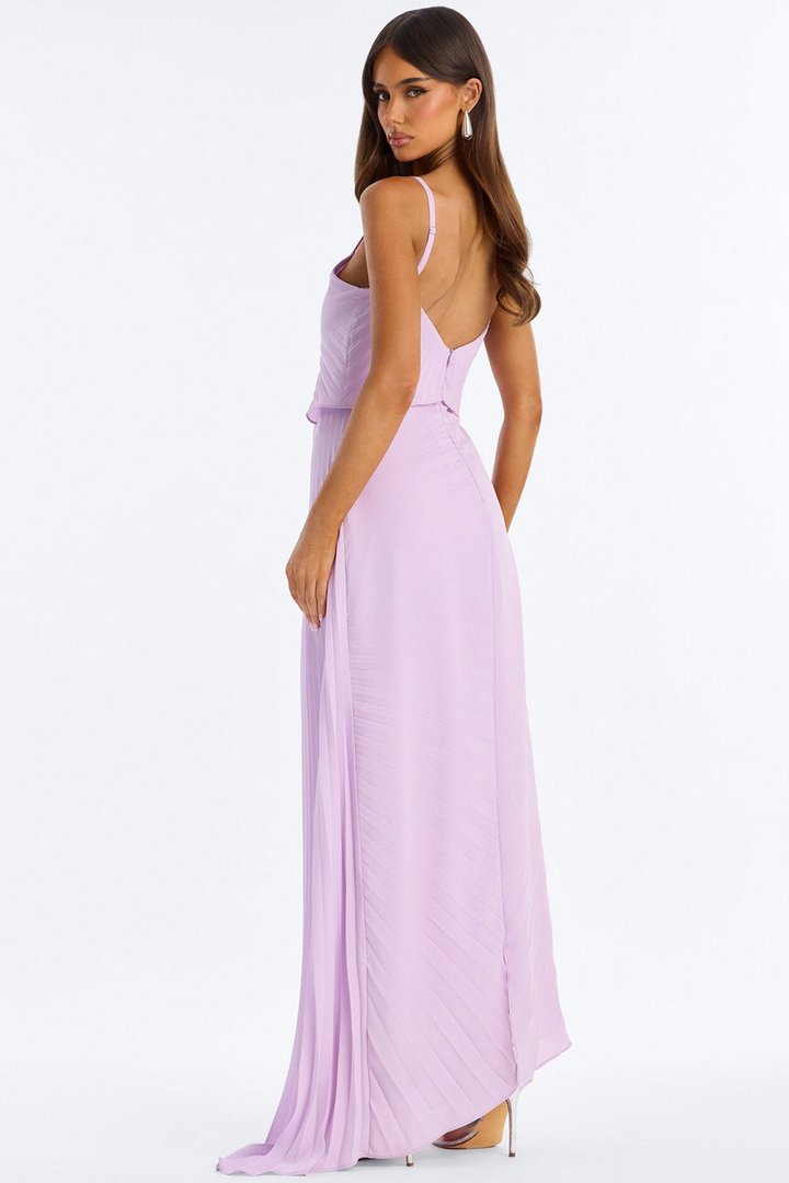Cassidy Chiffon Pleated Maxi Dress - Lavender