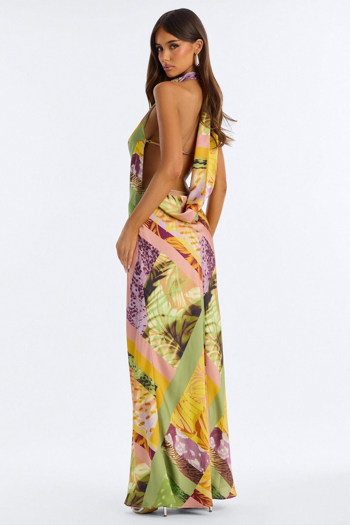 Wild Thoughts Satin Maxi Dress - Yellow/combo