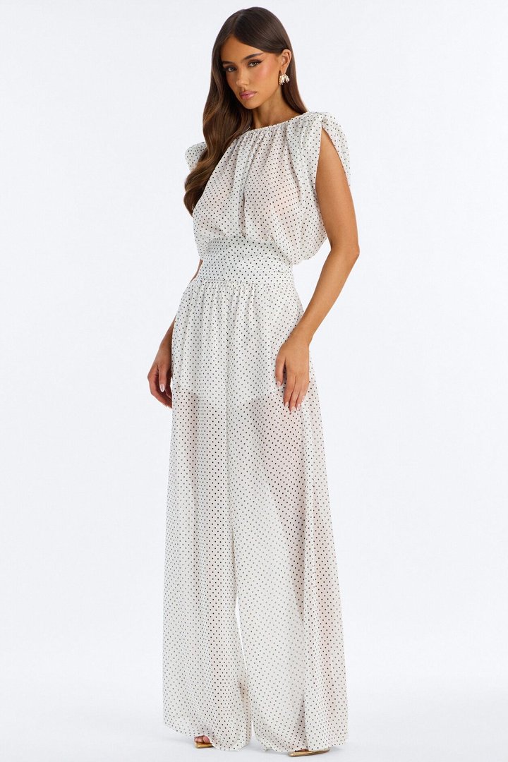 Bia Chiffon Belted Jumpsuit - White