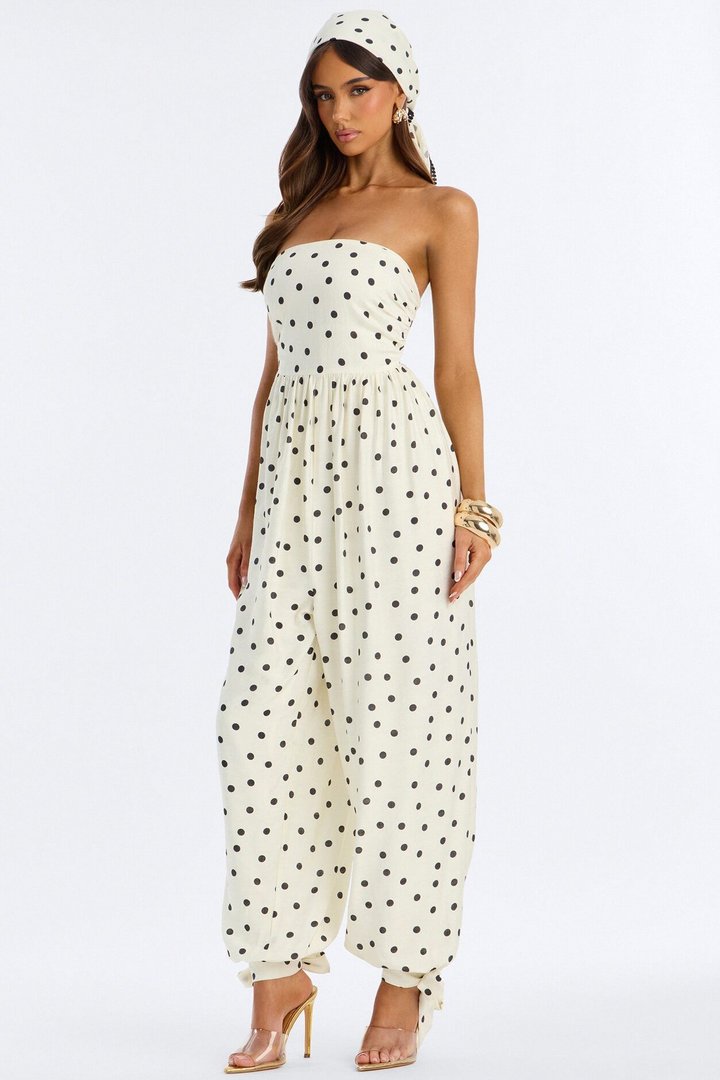Penelope Polka Dot Balloon 2 Piece Jumpsuit - White/combo