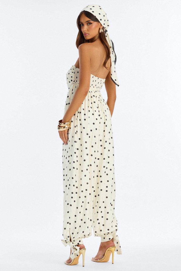 Penelope Polka Dot Balloon 2 Piece Jumpsuit - White/combo