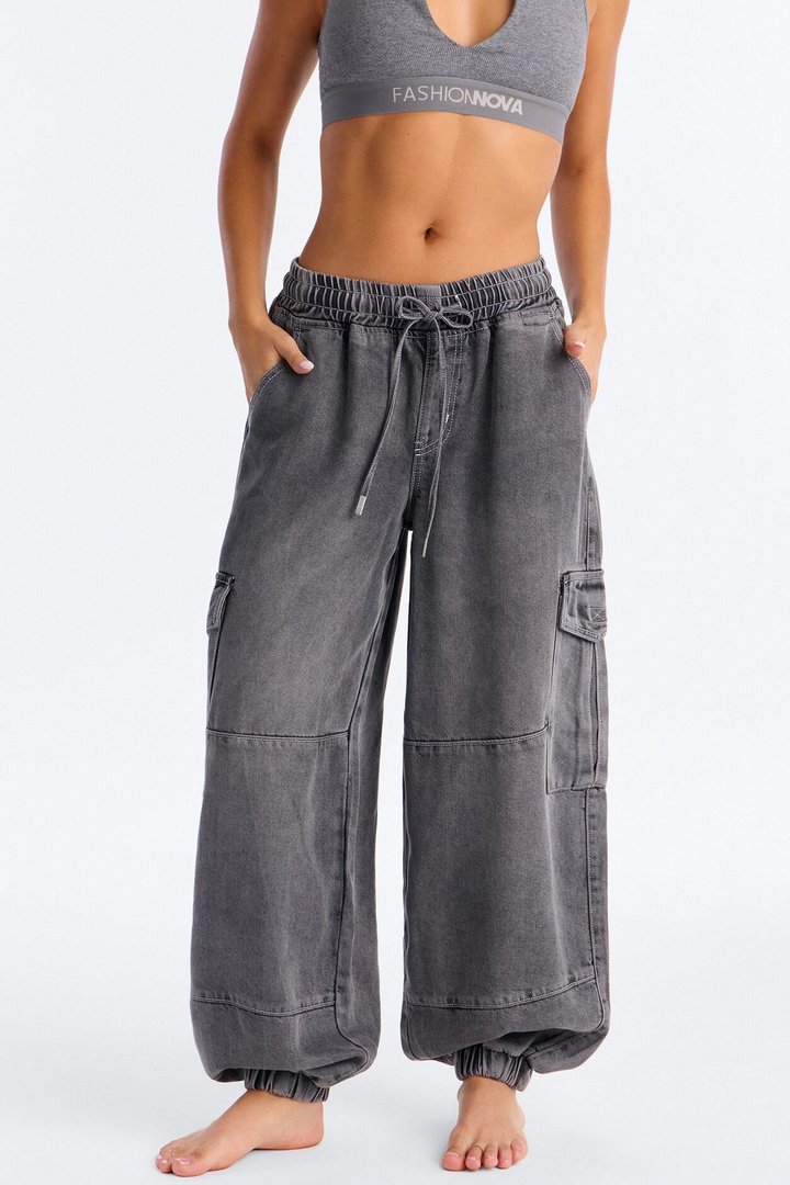 Maui Baggy Cargo Jogger Jeans - Dark Grey
