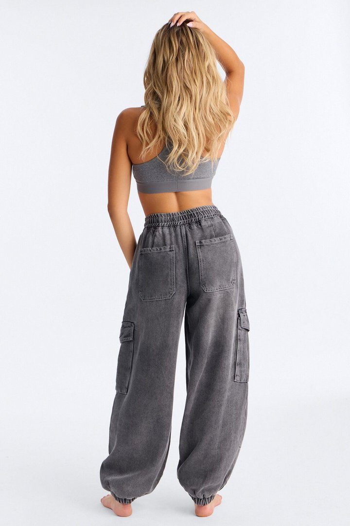 Maui Baggy Cargo Jogger Jeans - Dark Grey