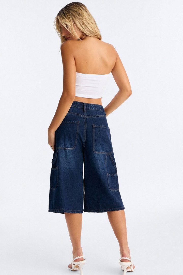 One Chance Carpenter Denim Jorts - Dark Wash