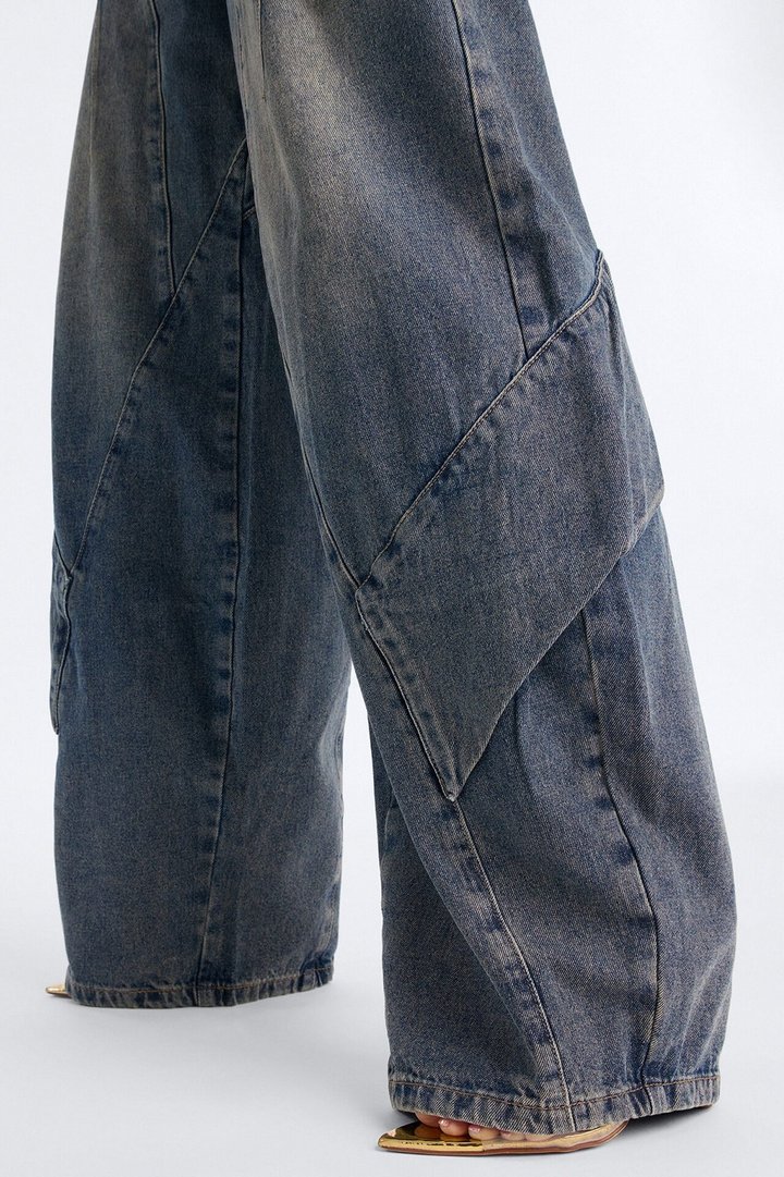 Simply Me Paneled Baggy Jeans - Dark Wash