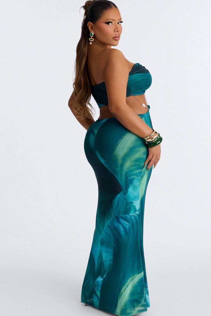 Roxanne Chain Mesh Maxi Dress - Teal