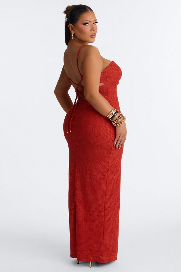 Tulum Nights Hardware Knit Maxi Dress - Rust
