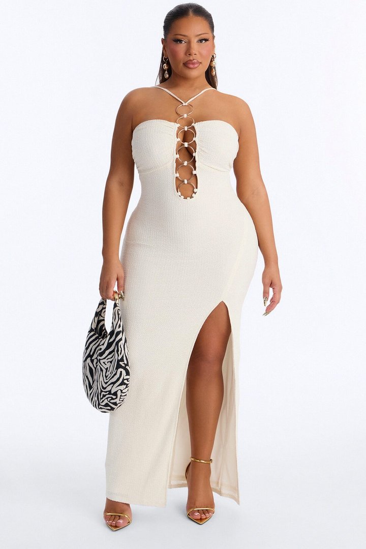 Tulum Nights Hardware Knit Maxi Dress - White