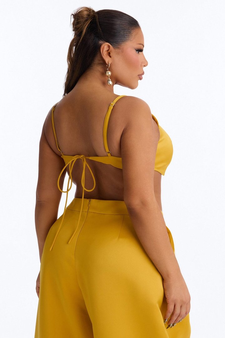 Ottilie Square Neck Tie Back Bralette Top - Yellow