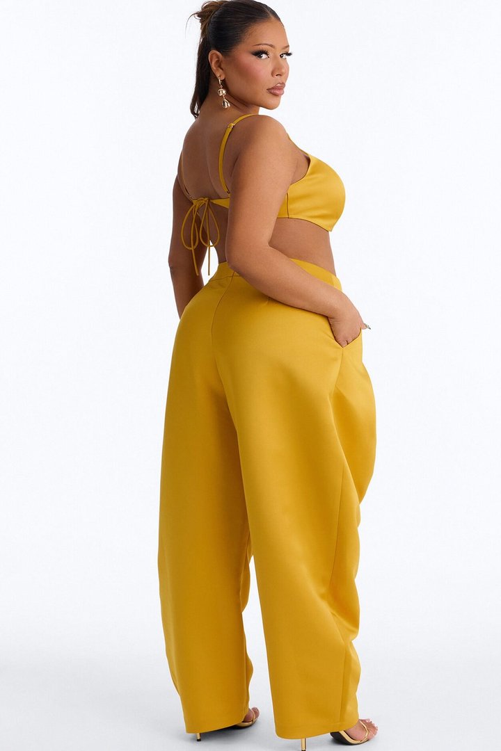 Ottilie Square Neck Tie Back Bralette Top - Yellow
