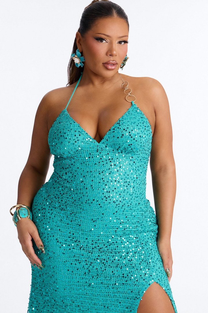 Esme Sequin Gown Maxi - Turquoise
