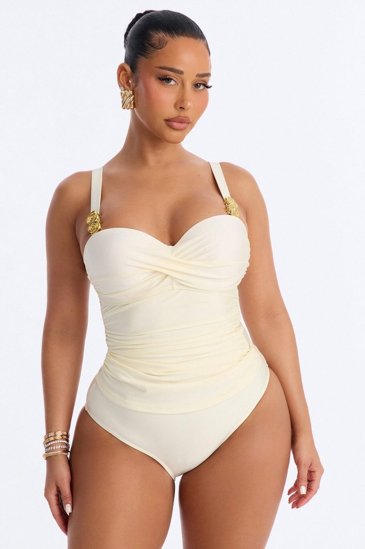 Luna 2 Piece Ruched Tankini Set - Ivory