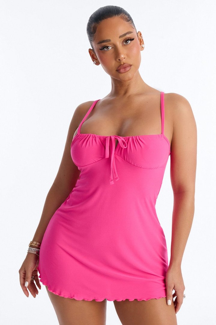 Cute But Sleepy PJ Sleep Dress - Hot Pink