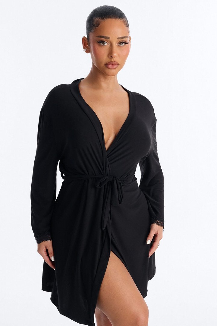 Squad Needs A Martini Robe - Black