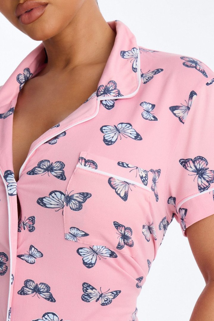 Domino Butterflies Sleep Shirt - Pink/combo